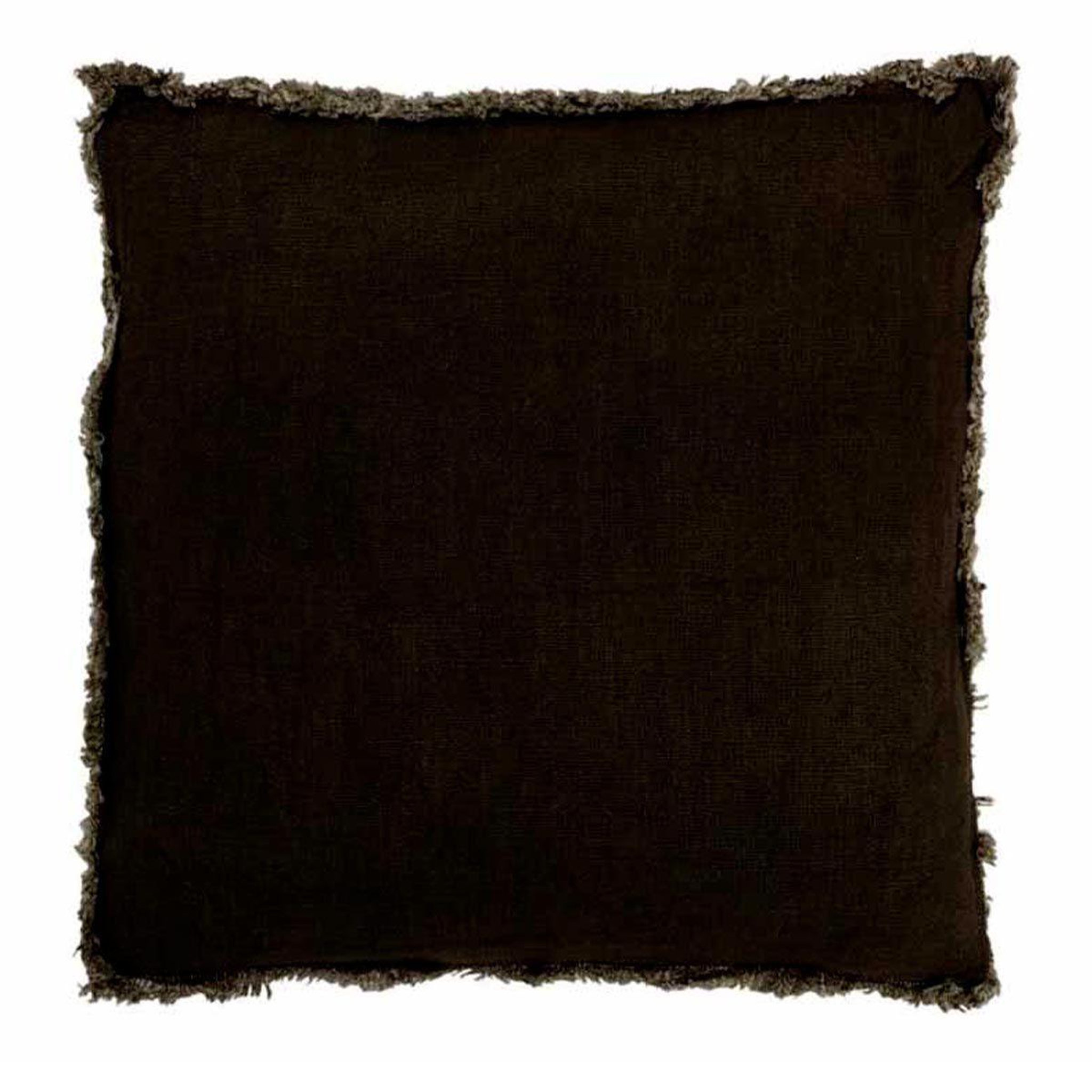 J-LINE Coussin déco  franges velours  45x45cm vert