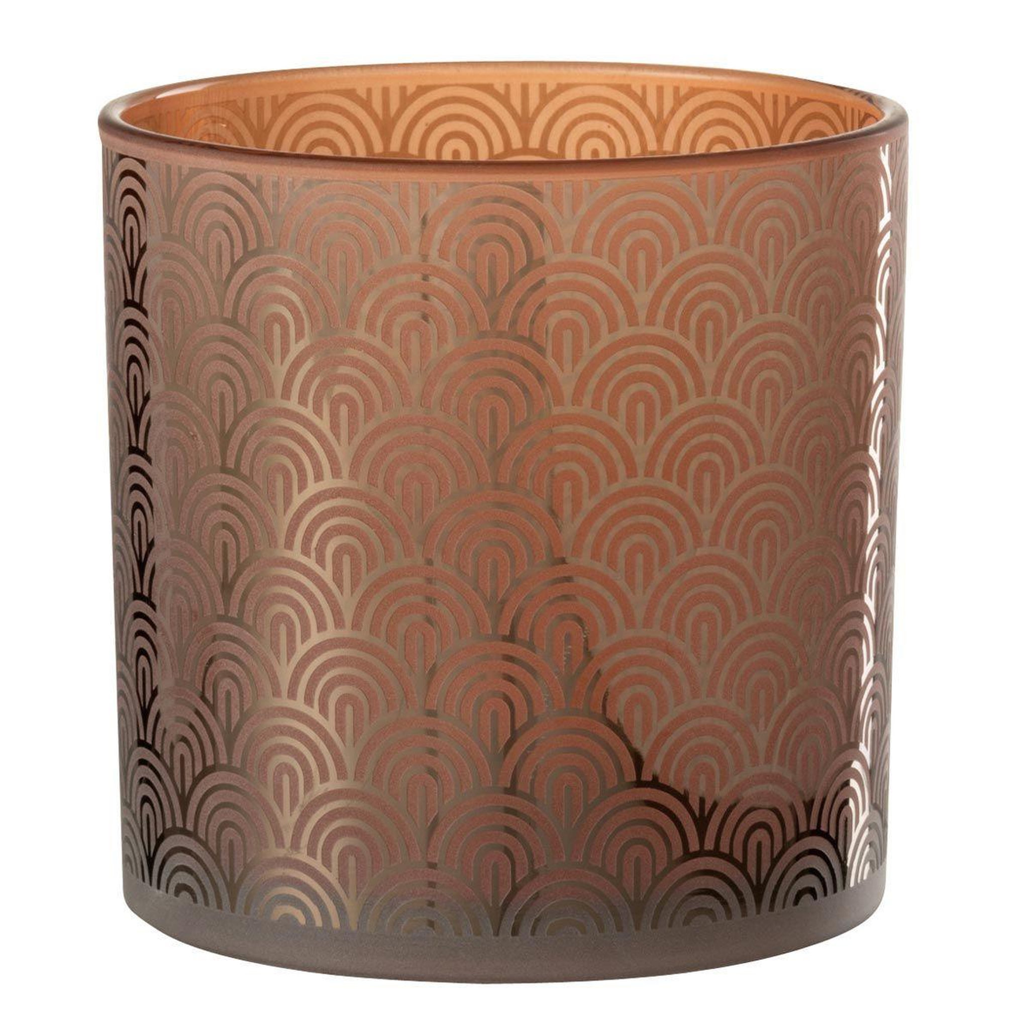 Voir la diapositive 1 : J-LINE Photophore déco en verre  arc  15cm orange
