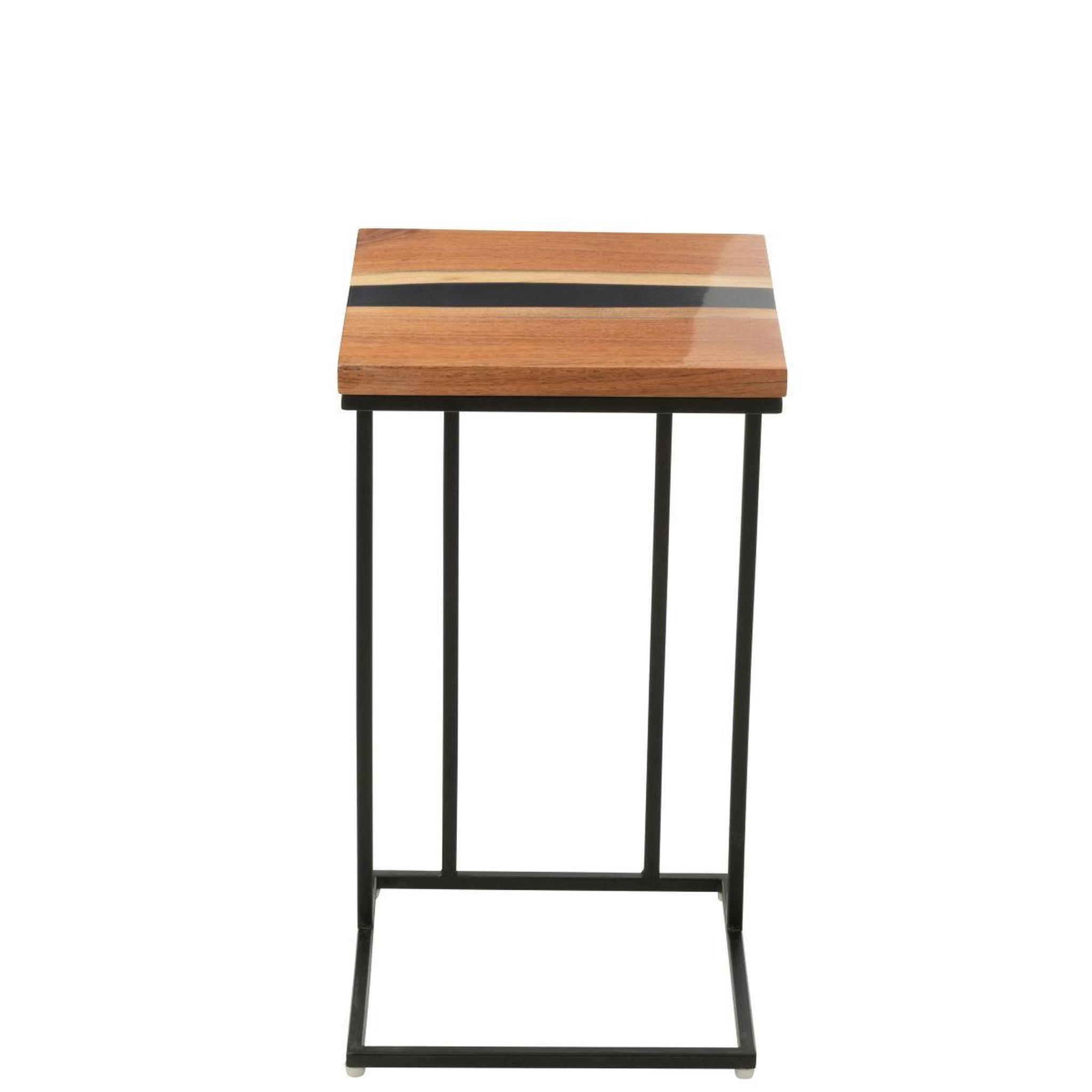 Voir la diapositive 2 : J-LINE Table d'appoint carrée en bois  douglas  55cm naturel & noir