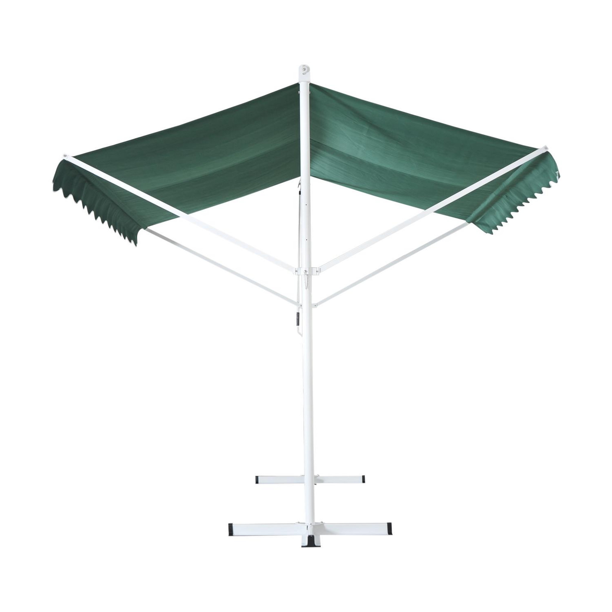 Voir la diapositive 3 : OUTSUNNY Store double pente manuel rétractable inclinaison réglable métal polyester imperméabilisé 3L x 2,95l x 2,6H m vert