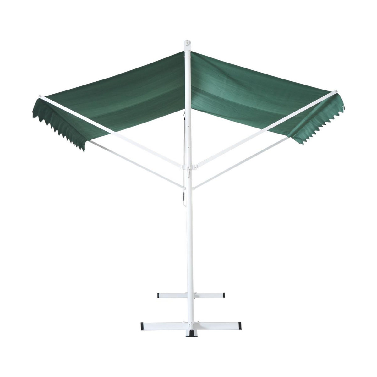 OUTSUNNY Store double pente manuel rétractable inclinaison réglable métal polyester imperméabilisé 3L x 2,95l x 2,6H m vert