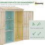 Voir la diapositive 4 : OUTSUNNY Armoire de jardin 2 portes bois - 2 étagères, grand compartiment - 120 x 57 x 183 cm - sapin pré-huilé