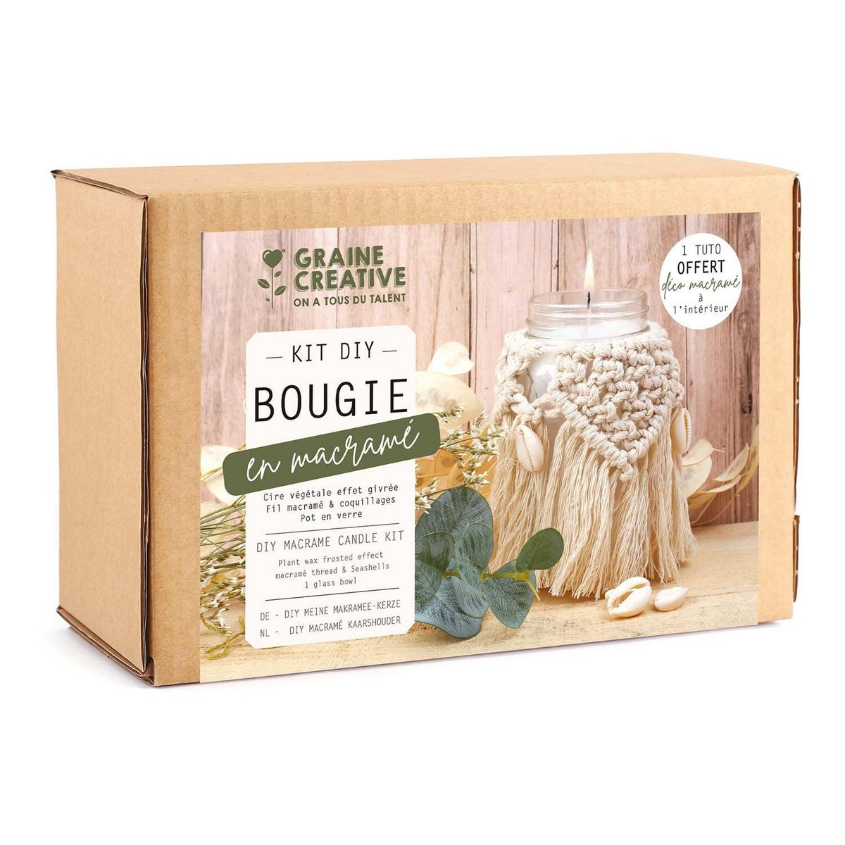 Graine créative Bougie bohème en macramé à faire soi-même
