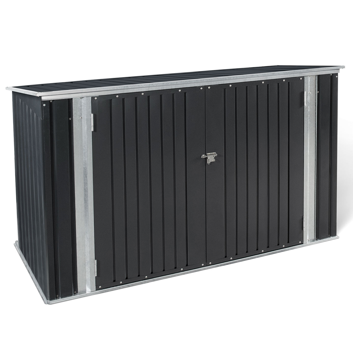 ID MARKET Abri de jardin en métal gris anthracite verrouillable multi-rangement pour stockage vélos, outils, poubelles