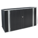 ID MARKET Abri de jardin en métal gris anthracite verrouillable multi-rangement pour stockage vélos, outils, poubelles