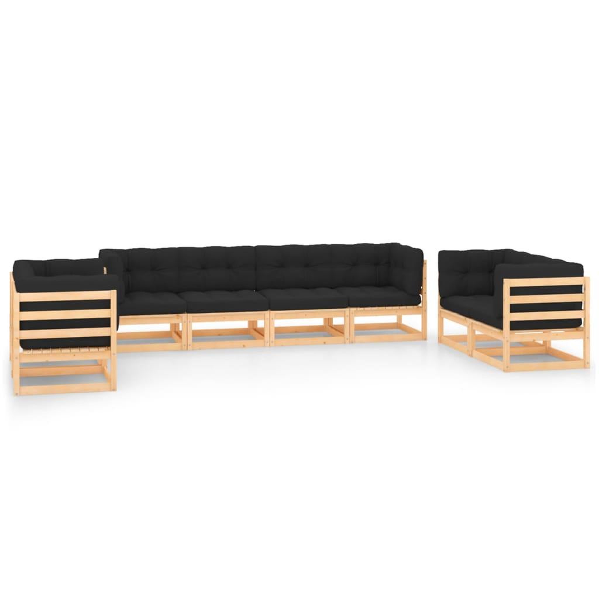 Voir la diapositive 1 : VIDAXL Salon de jardin 8 pcs avec coussins Bois de pin massif