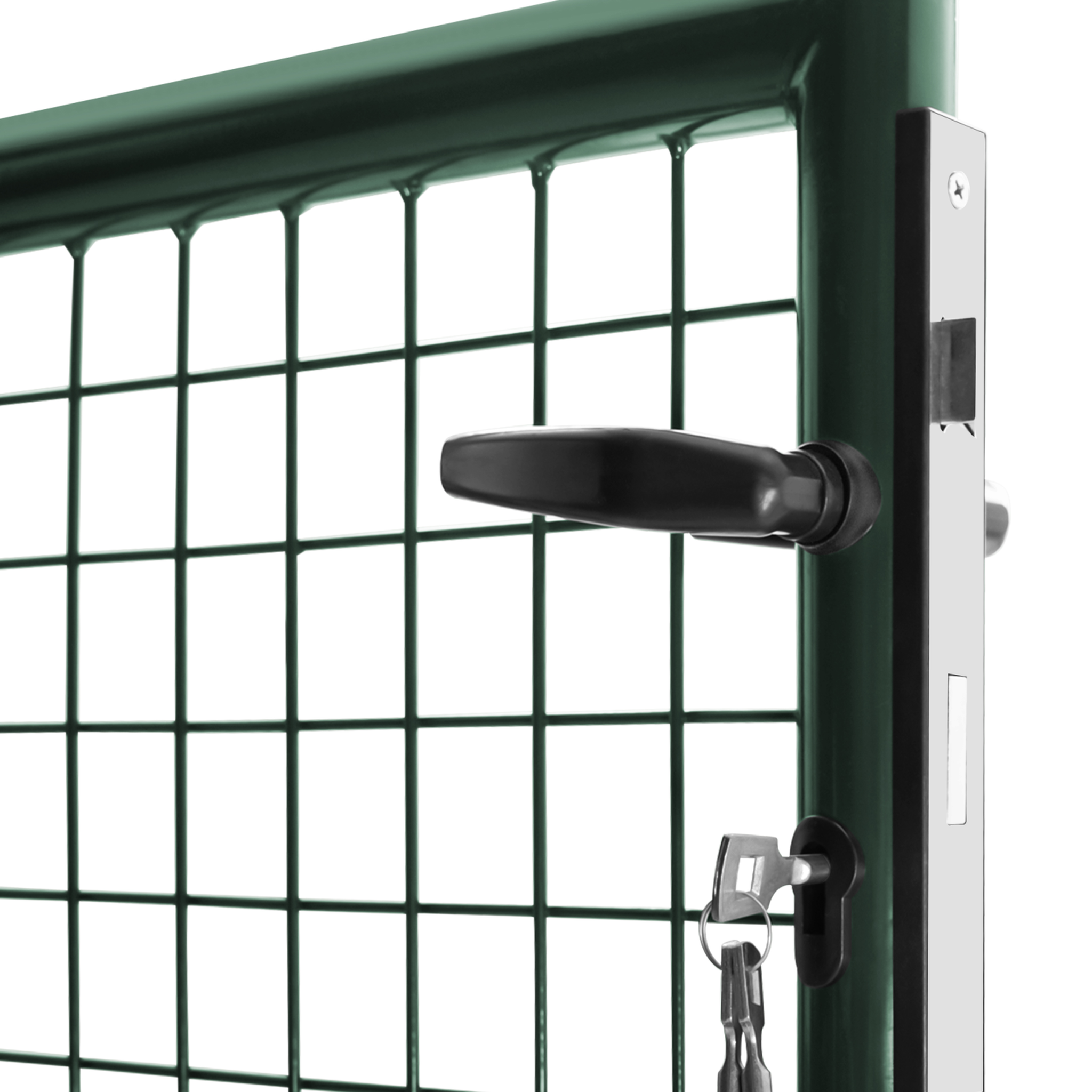Voir la diapositive 6 : ID MARKET Portillon de jardin double porte 315 x 150 cm en acier vert avec serrure et poignée