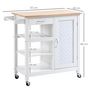 Voir la diapositive 3 : HOMCOM Desserte de cuisine style contemporain - porte, tiroir, 3 étagères - poignées métal MDF blanc plateau bois pin