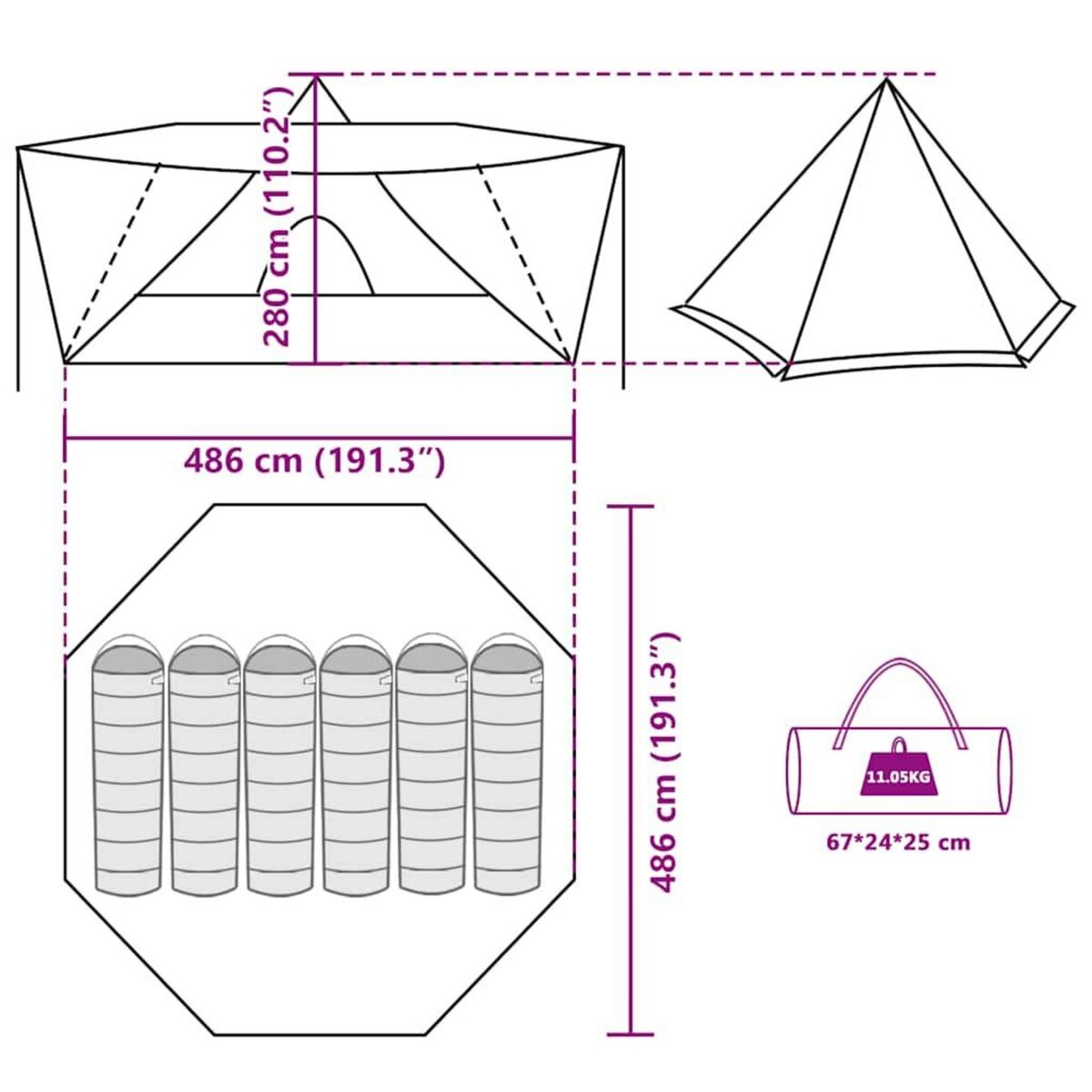VIDAXL Tente familiale tipi 6 personnes marron impermeable