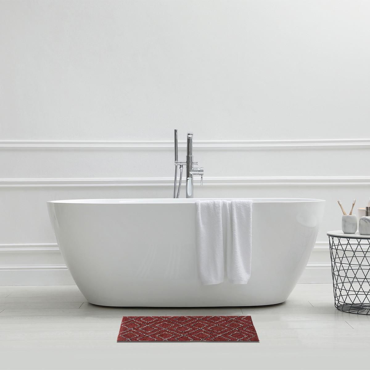 GUY LEVASSEUR Tapis de bain déco géométrique en coton 50x80cm