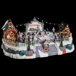FEERIC LIGHT & CHRISTMAS Village de Noël animé lumineux et musical Patinoire - Blanc