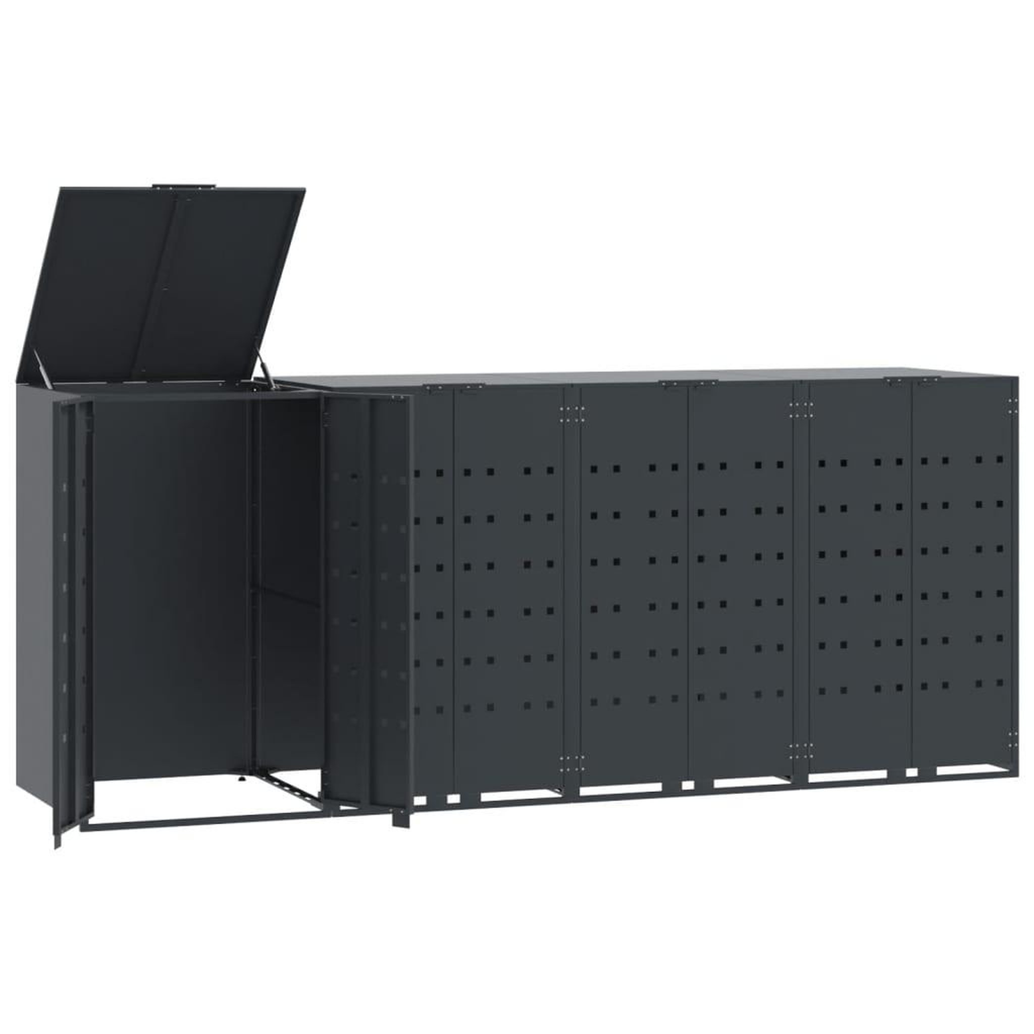 Voir la diapositive 2 : VIDAXL Rangement a roulettes pour poubelles pour 4 bacs anthracite