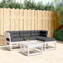 Voir la diapositive 1 : VIDAXL Salon de jardin 4 pcs avec coussins blanc bois de pin massif