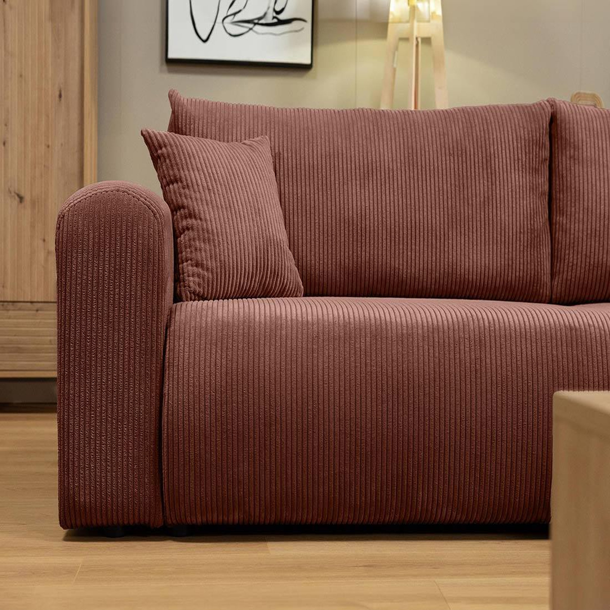 Voir la diapositive 2 : BEST MOBILIER Naomi - canapé d'angle réversible 4 places convertible avec coffre en velours côtelé