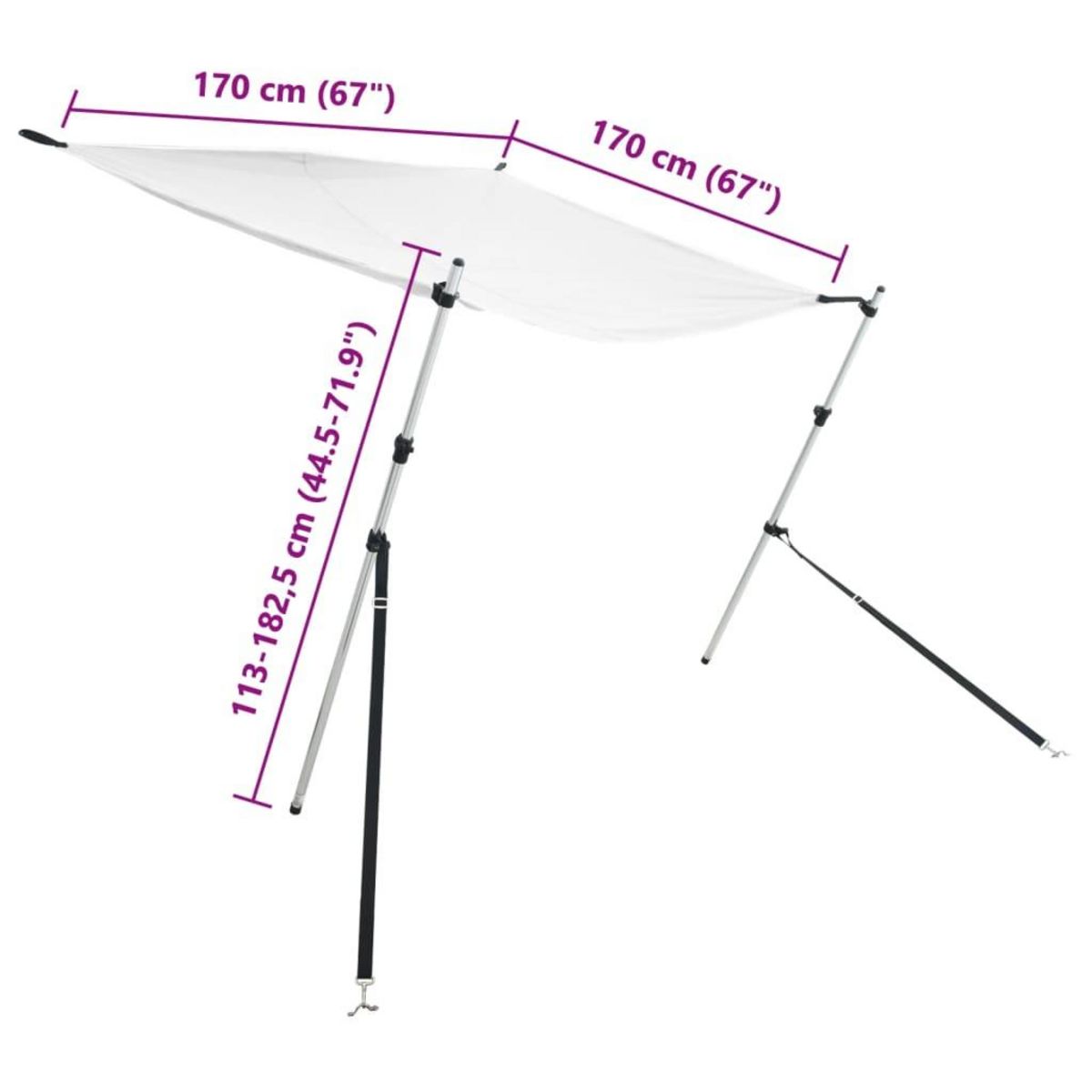 VIDAXL Kit d'extension d'ombrage T-Top blanc 170x170x(113-182,5) cm