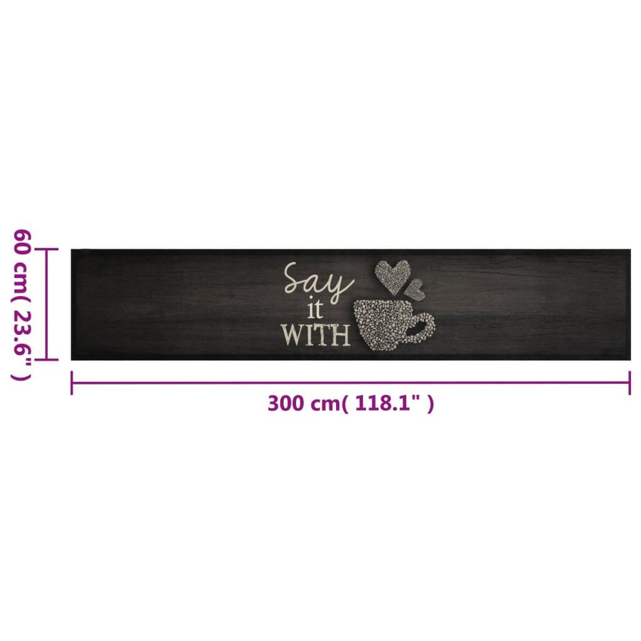 Voir la diapositive 5 : VIDAXL Tapis de cuisine lavable imprime tasse noir 60x300 cm velours