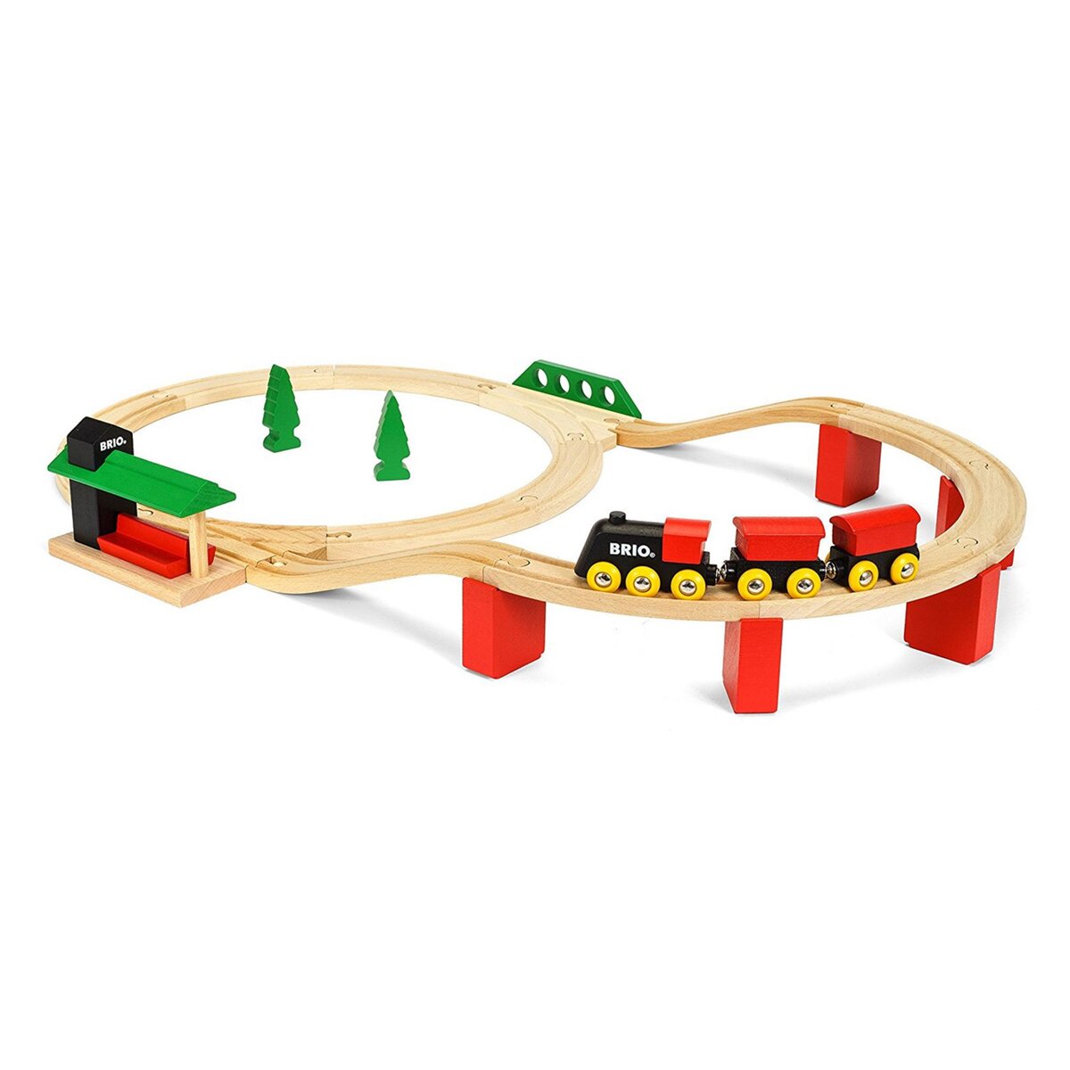 Train et circuit en bois complet à la ferme 75 pieces