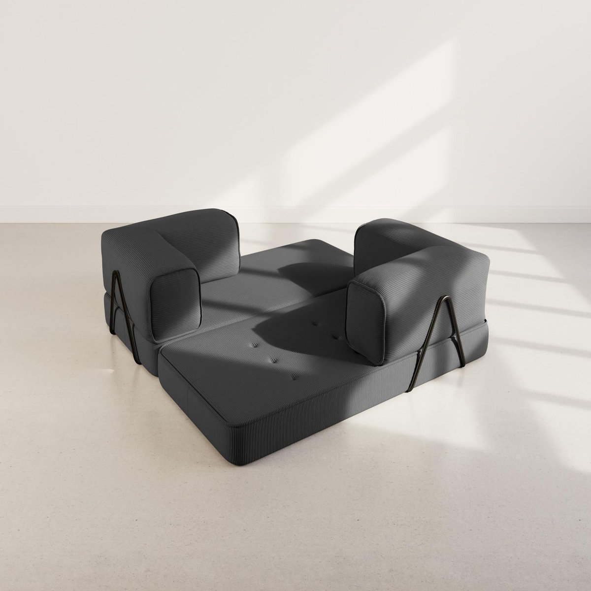 LISA DESIGN Poppy - canapé 3 places convertible en velours côtelé