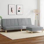 VIDAXL Canape-lit a 2 places avec repose-pied gris clair tissu