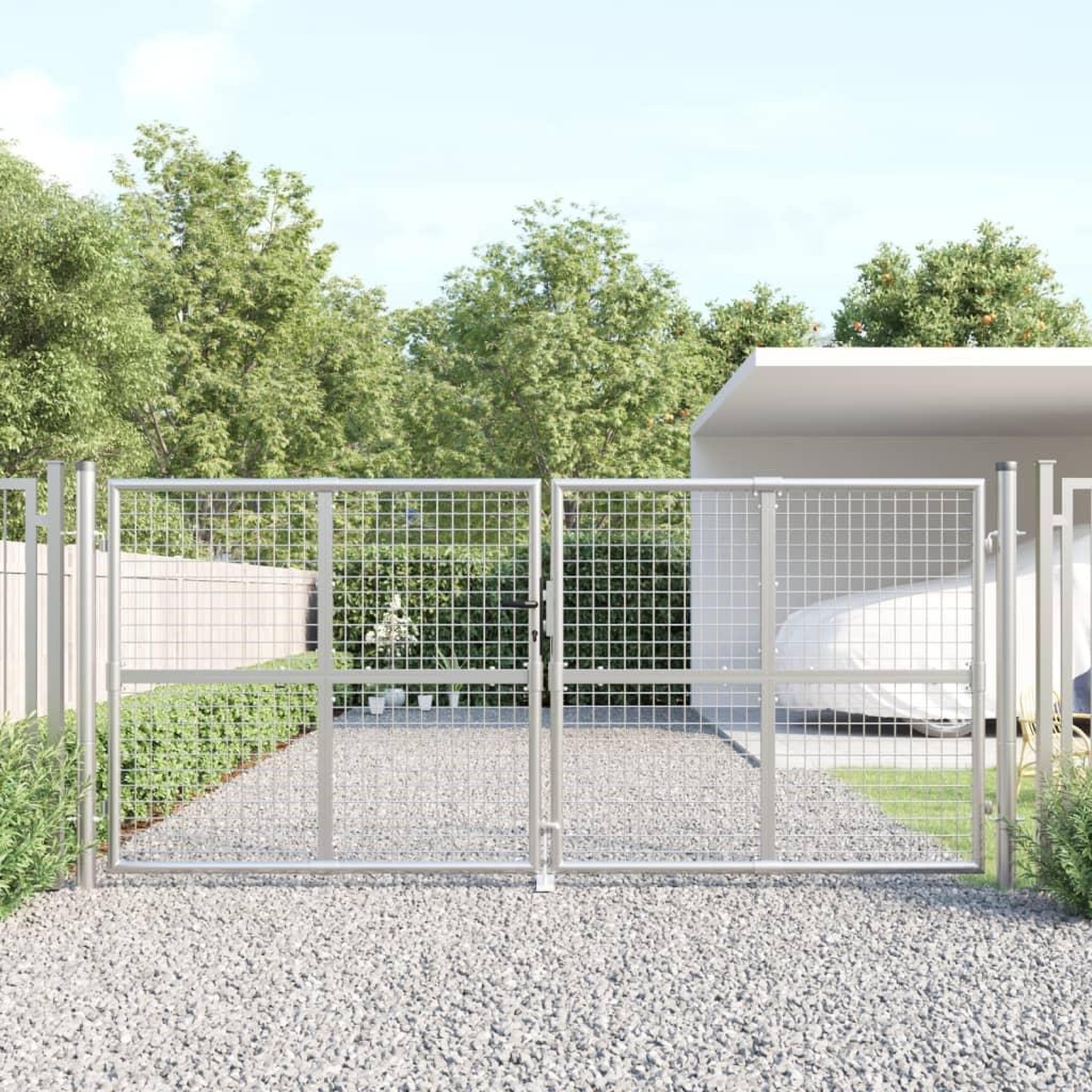 VIDAXL Portal de jardin maille argente 300x175 cm acier galvanise