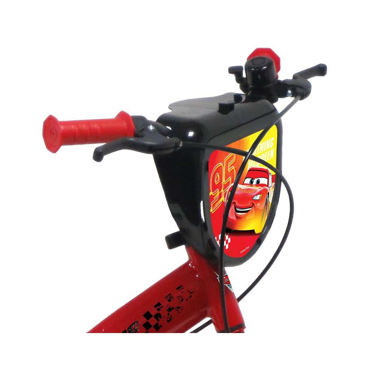 Disney Cars Vélo enfant - Modèle 16'' Cars de Disney  pour enfant de 105/120 cm avec stabilisateurs - Plaque décorative avant - Porte bidon - 2 freins