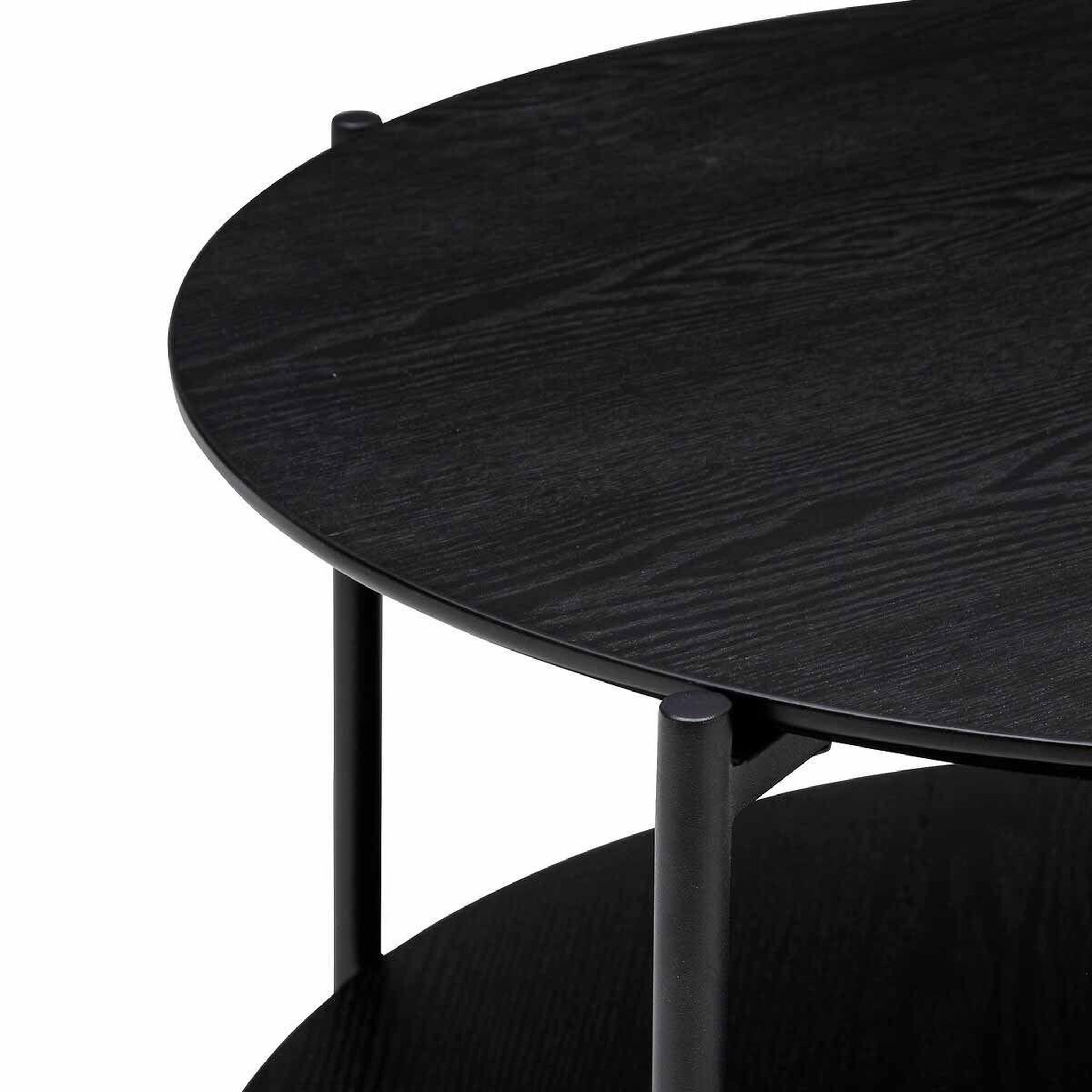 Voir la diapositive 2 : ATMOSPHERA Table basse ronde 2 niveaux  kemi  63cm noir