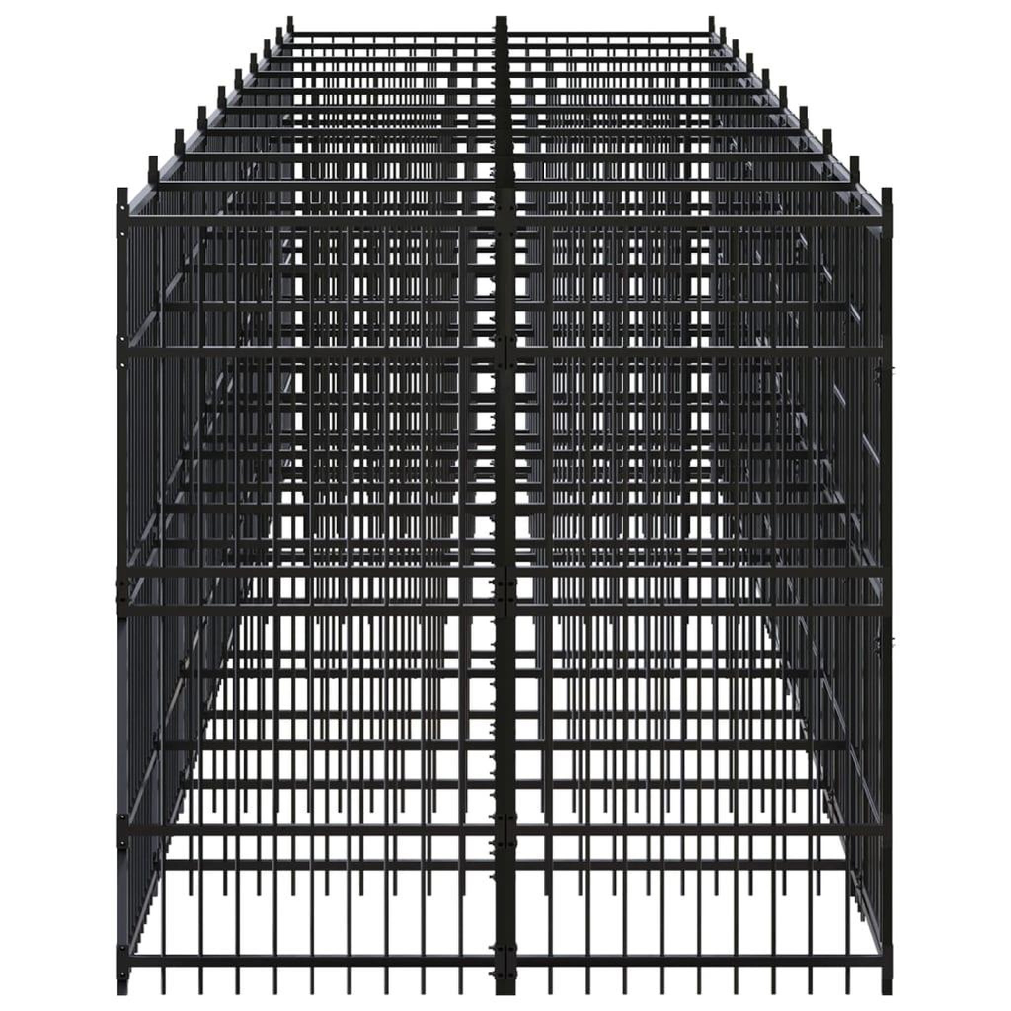 Voir la diapositive 3 : VIDAXL Chenil d'exterieur pour chiens Acier 16,59 m²