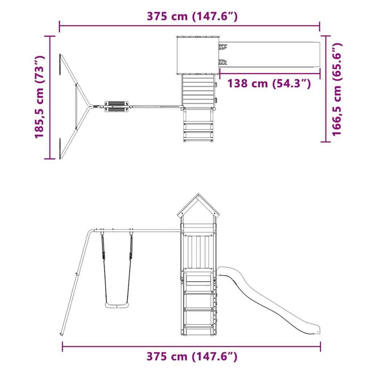 VIDAXL Aire de jeux d'exterieur bois de pin massif
