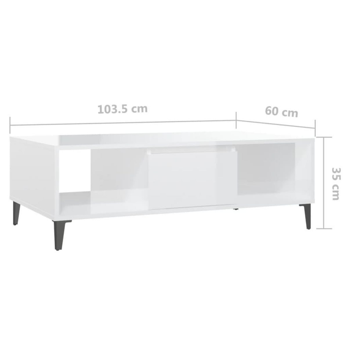 VIDAXL Table basse blanc brillant 103,5x60x35 cm bois d'ingenierie