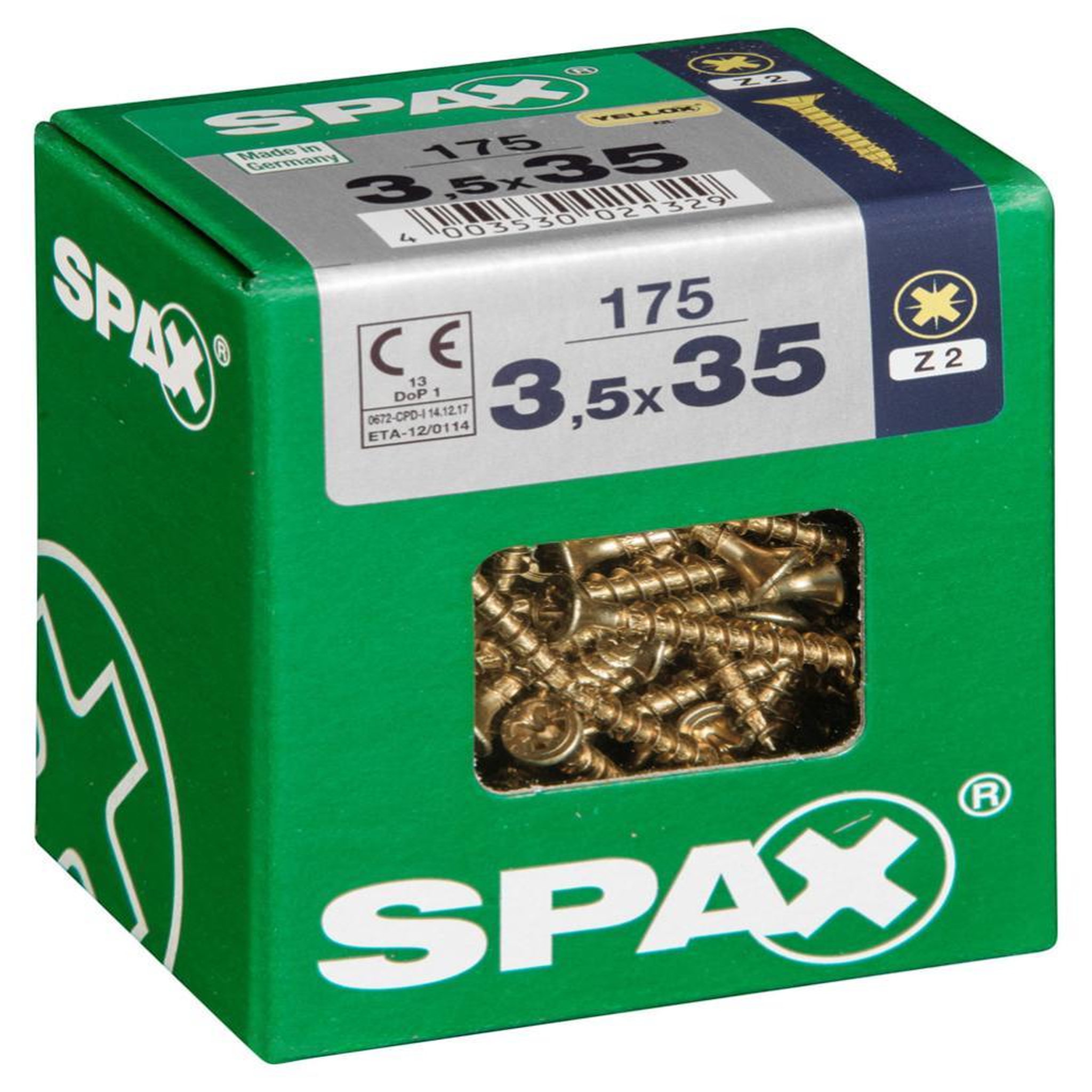CENTRALE BRICO Lot de 175 vis acier tête fraisée pozidriv SPAX, Diam.3.5 mm x L.35 mm