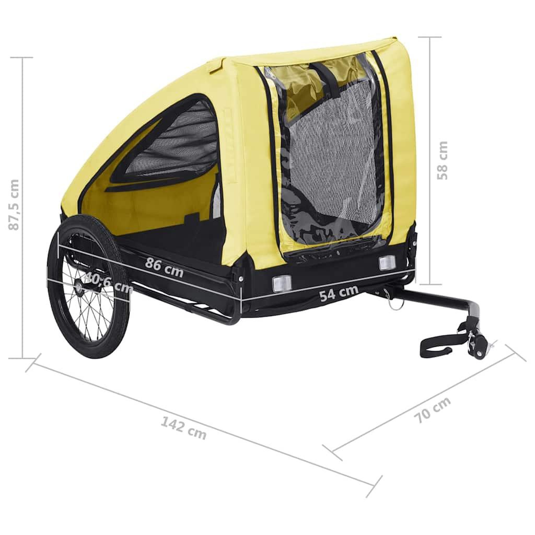 Voir la diapositive 6 : VIDAXL Remorque de velo pour animaux de compagnie jaune et noir