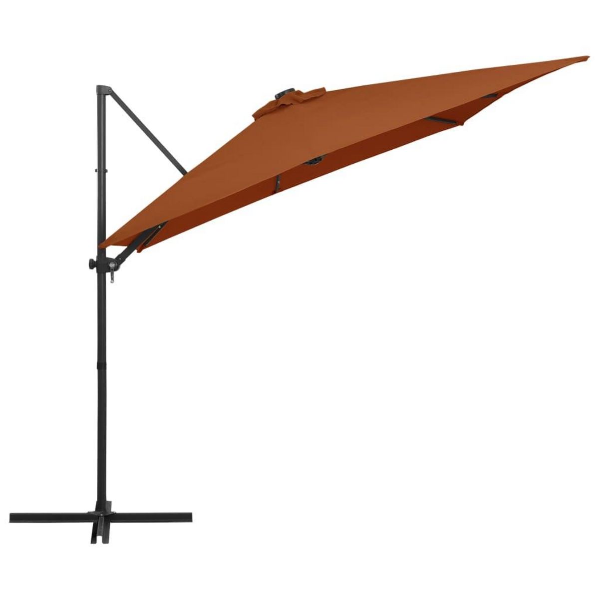 VIDAXL Parasol de jardin en porte-a-faux avec lumieres LED terre cuite