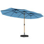 Voir la diapositive 1 : OUTSUNNY Parasol de jardin double XXL mât métal effet bois manivelle pied à lester inclus