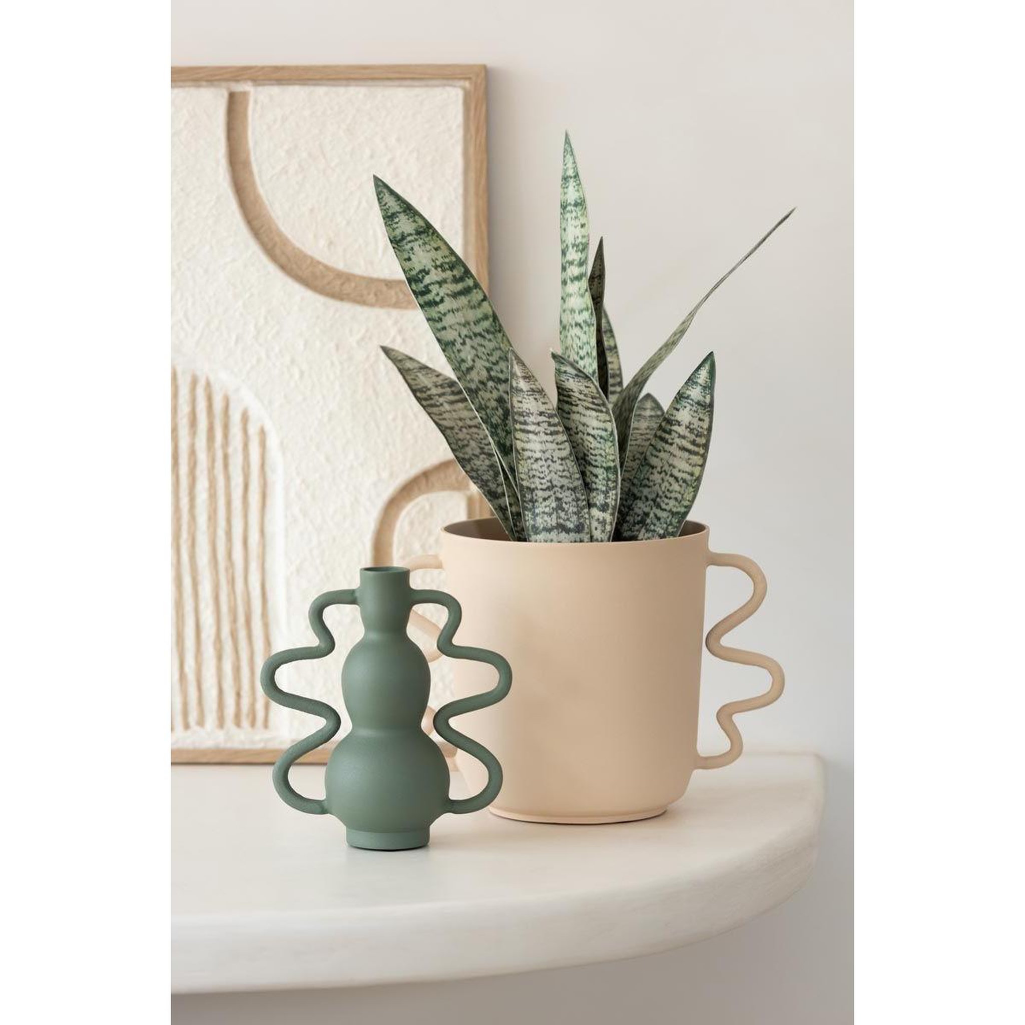 Voir la diapositive 2 : J-LINE Vase Déco en Aluminium  Julien  34cm Beige