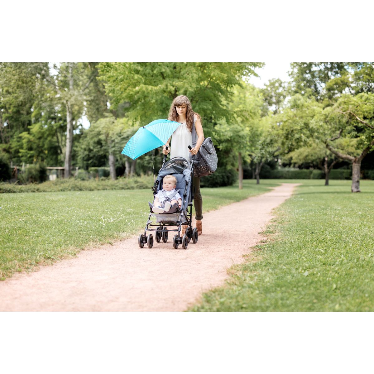 BADABULLE Ombrelle bleue confetti pour poussette