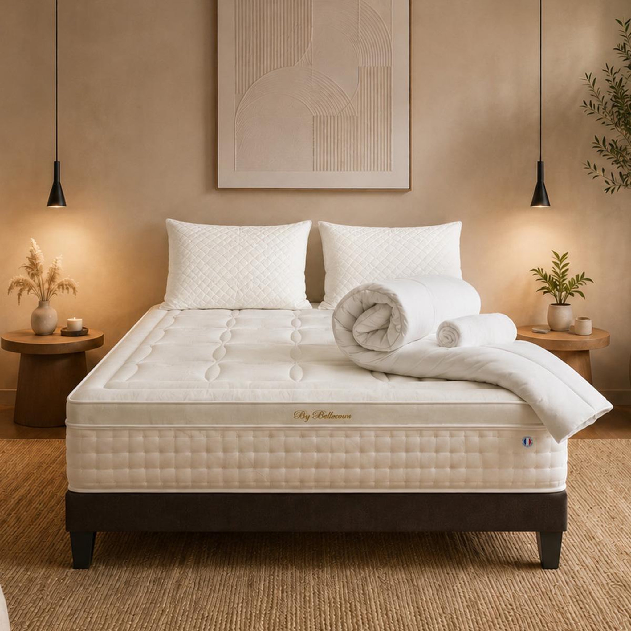 Voir la diapositive 2 : BELLECOUR Bellecour literie | pack prêt à dormir empereur | matelas mémoire de forme + sommier + accessoires