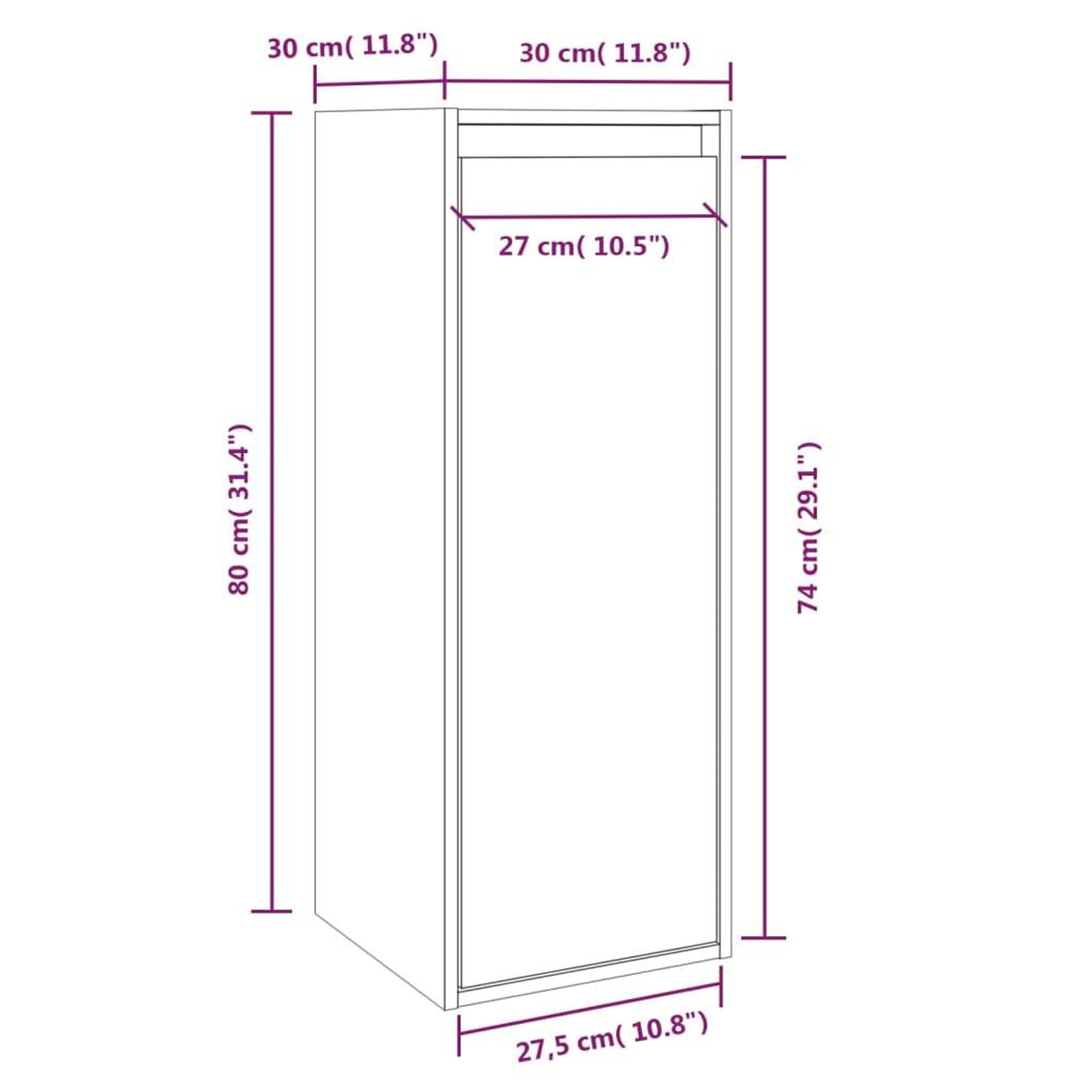 Voir la diapositive 6 : VIDAXL Armoire murale Gris 30x30x80 cm Bois de pin massif