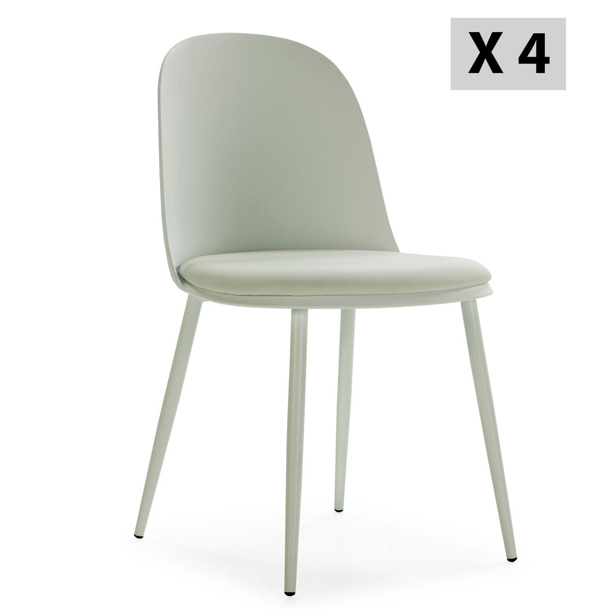 VS VENTA-STOCK Lot de 4 chaises Kana vert, pieds en métal et assise rembourrée