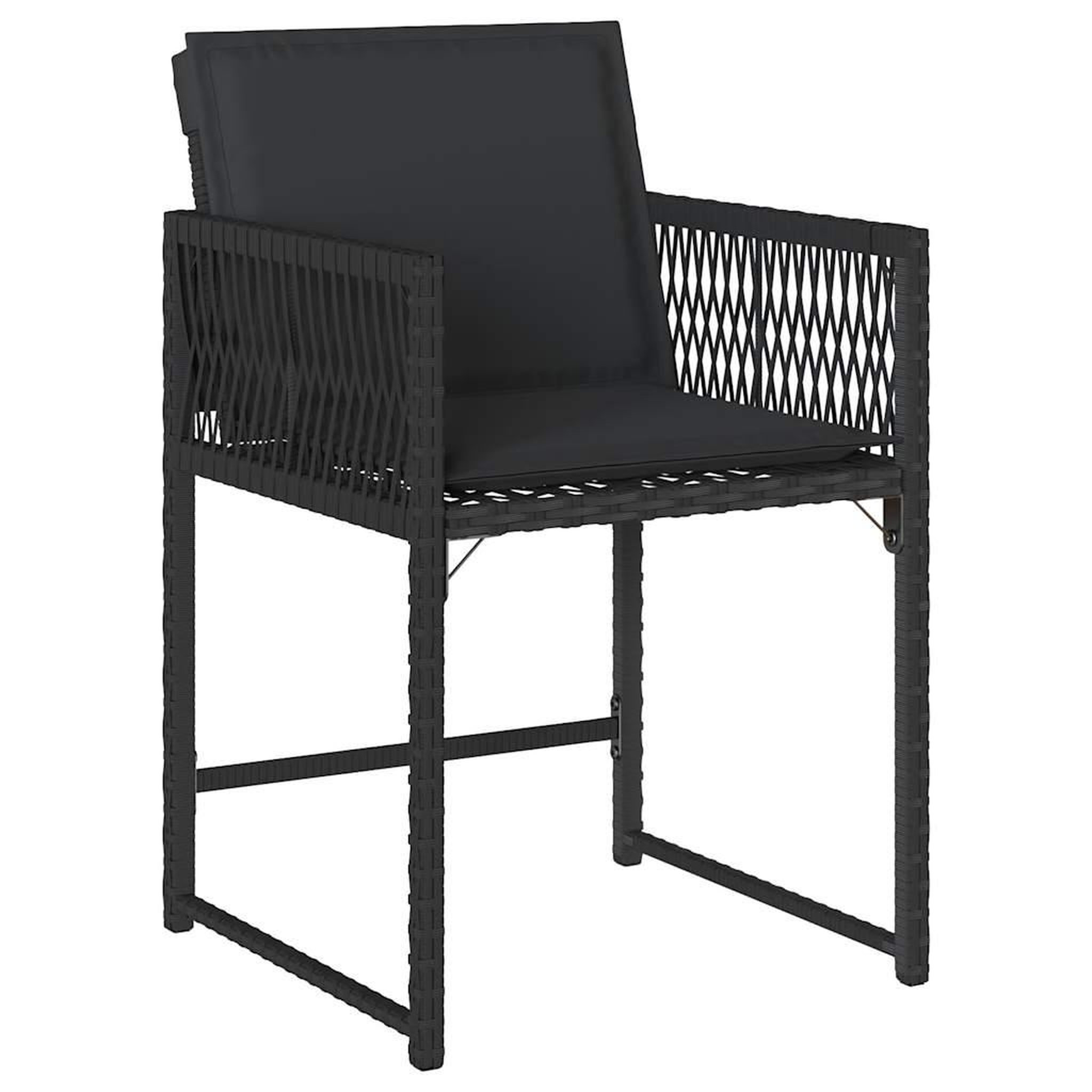 Voir la diapositive 4 : VIDAXL Chaises de jardin lot de 4 avec coussins noir resine tressee