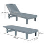 Voir la diapositive 3 : OUTSUNNY Lot de 2 bains de soleil inclinable - plateau rétractable - PP texturé effet bois gris