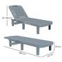 Voir la diapositive 3 : OUTSUNNY Lot de 2 bains de soleil inclinable - plateau rétractable - PP texturé effet bois gris