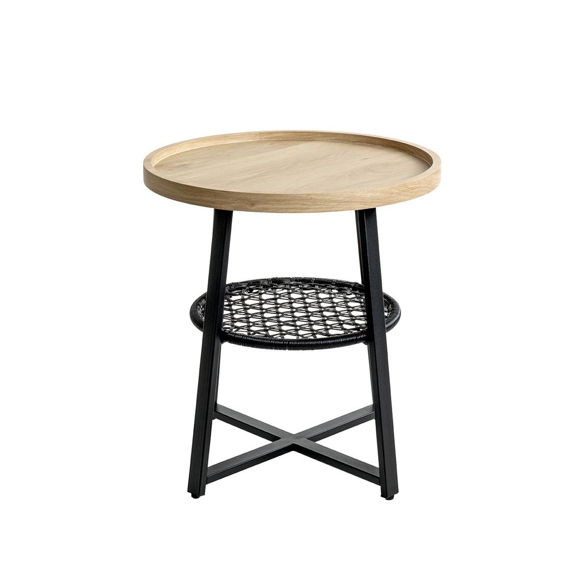 Voir la diapositive 2 : Paris Prix Table d'appoint avec étagère  columbia  55cm chêne & noir