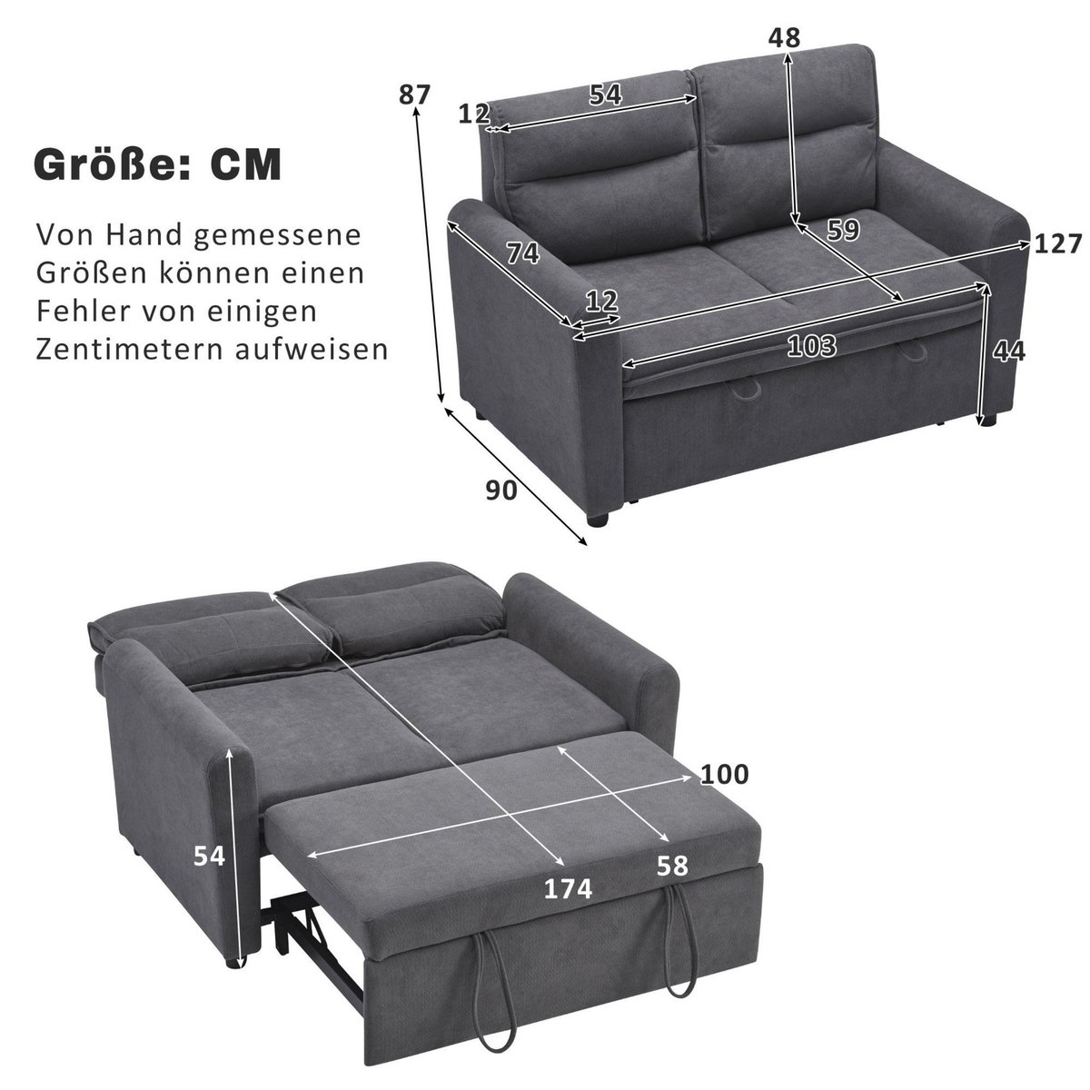 MERAX Canapé droit convertible