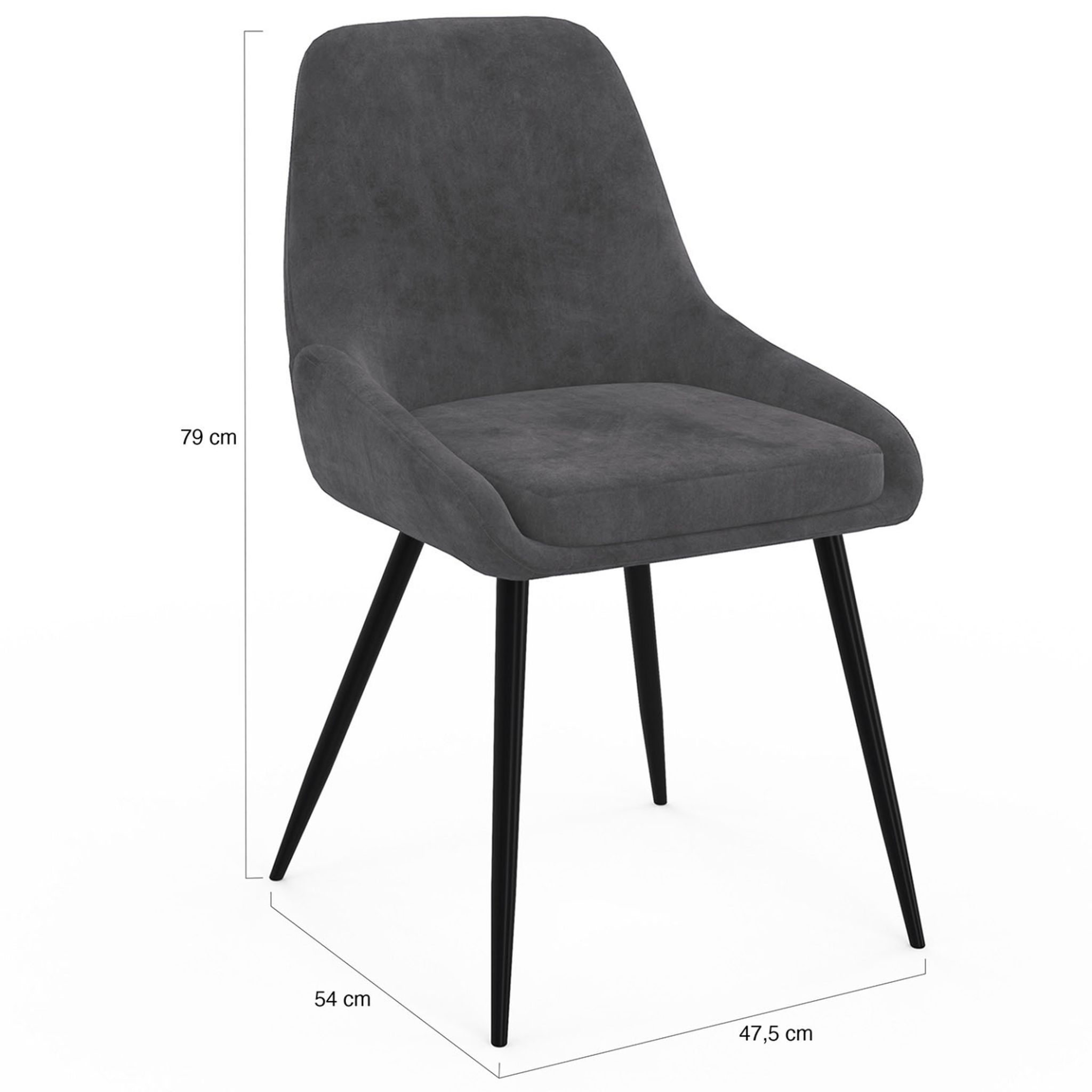 Voir la diapositive 6 : ID MARKET Lot de 6 chaises thalya en velours gris foncé avec accoudoirs