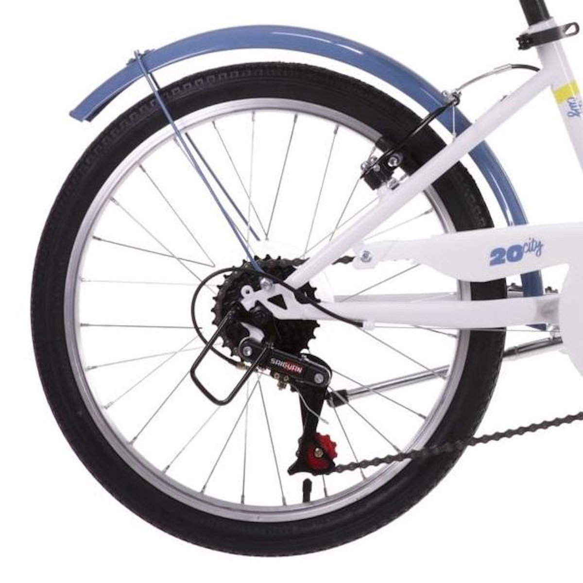 Vélo enfant 20  Fille - 6 Vitesses avec poignée tournante - Freins V-Brake et équipement City