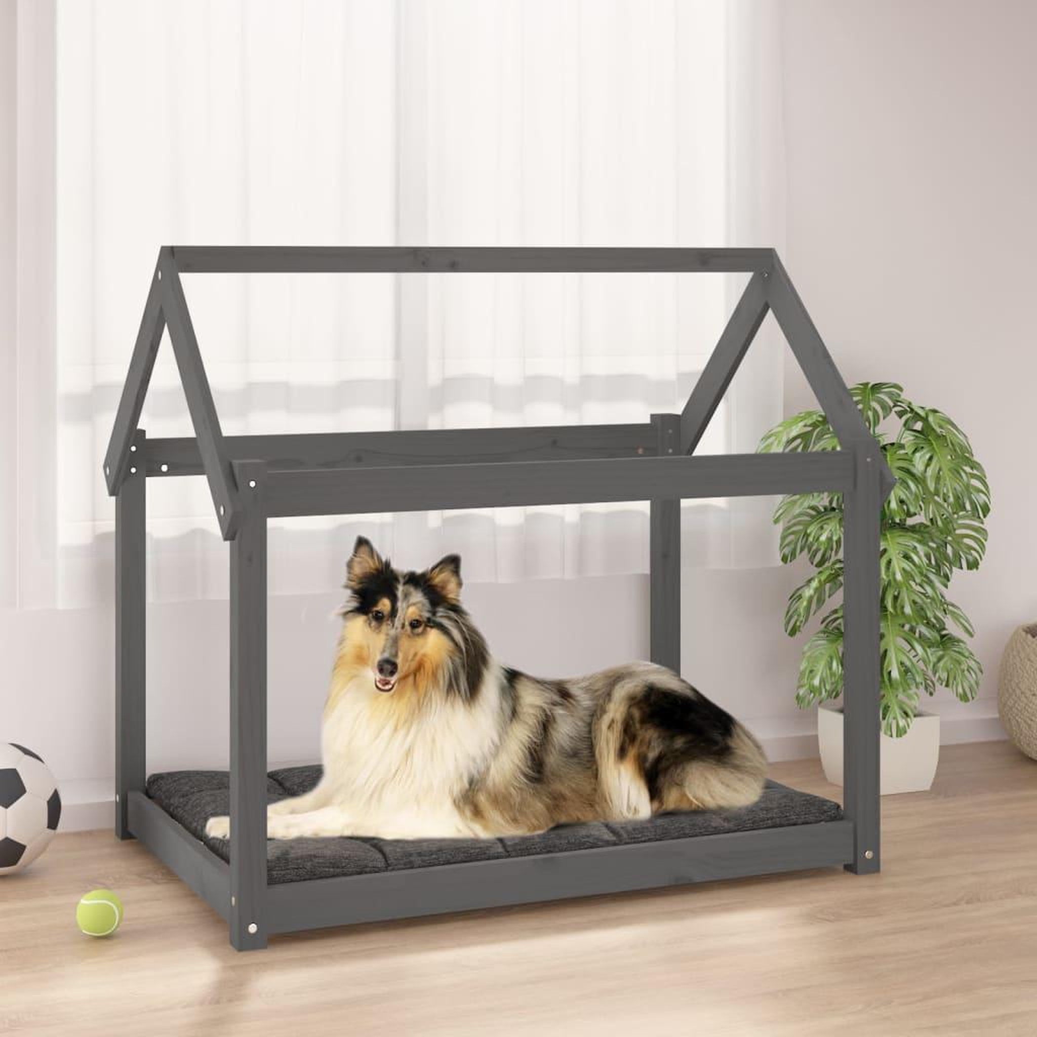 VIDAXL Lit pour chien Gris 101x70x90 cm Bois de pin solide