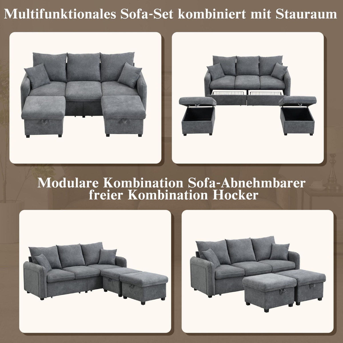 MERAX Canapé d'angle panoramique fixe