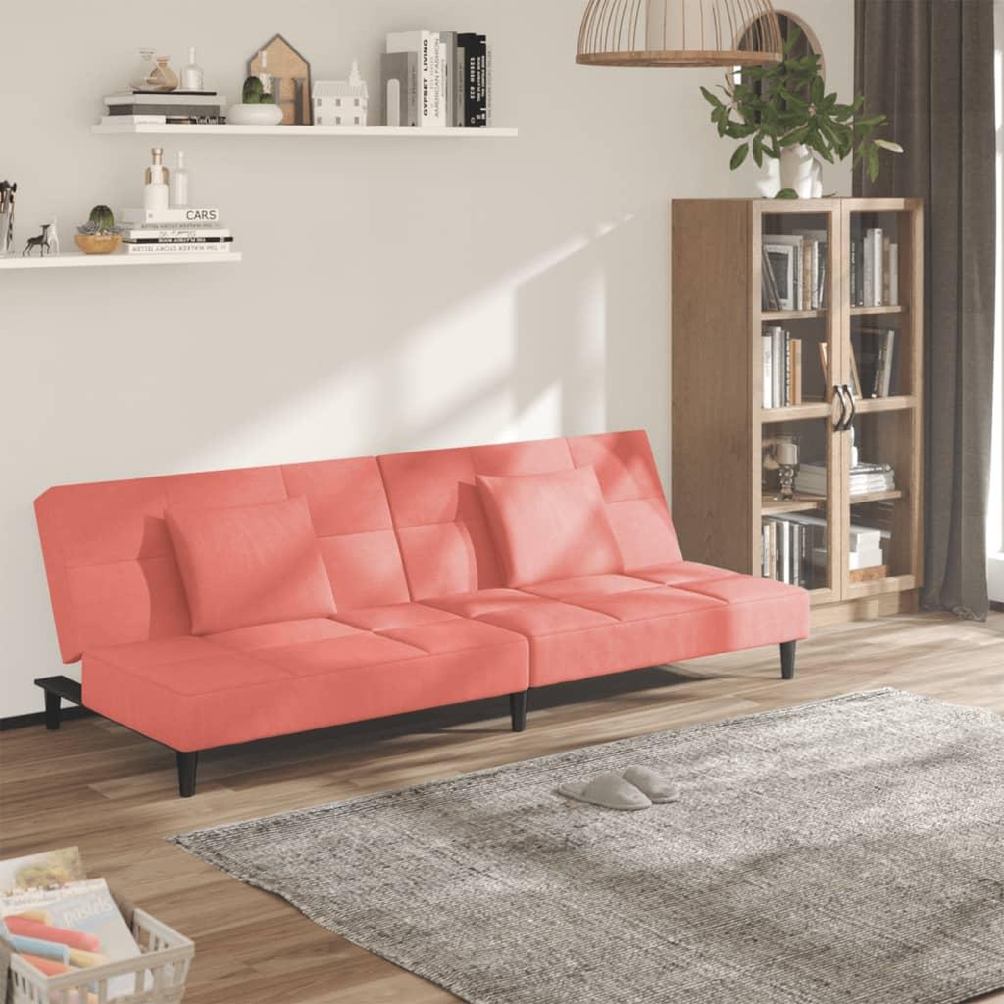 Voir la diapositive 1 : VIDAXL Canape-lit a 2 places avec deux oreillers Rose Velours