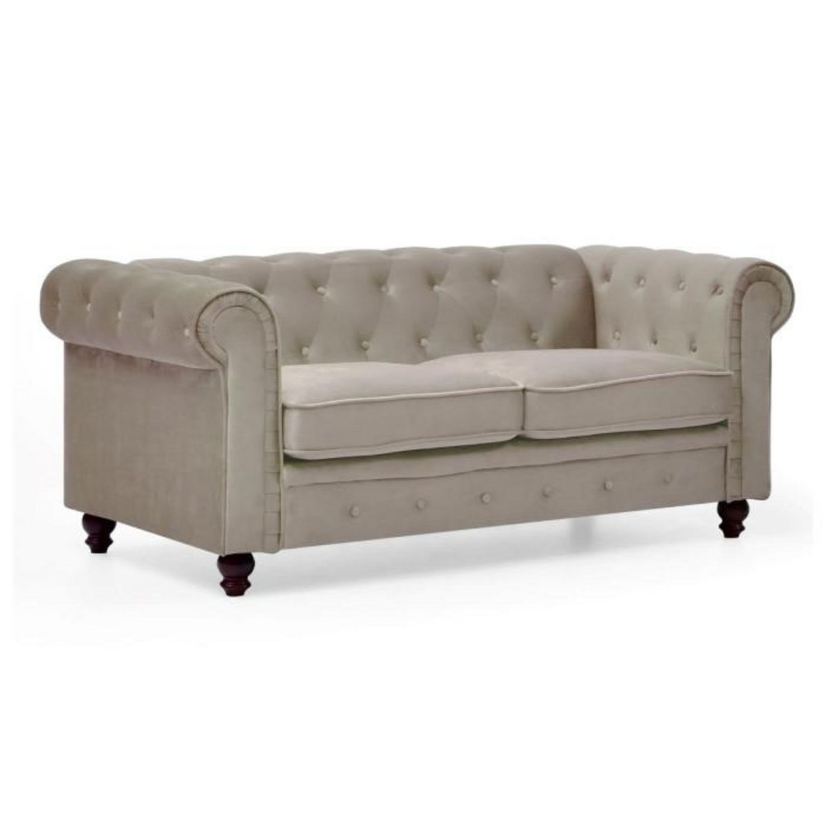 Paris Prix Canapé 2 Places Velours  Chesterfield  157cm Taupe