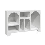 SWEEEK Buffet organique plusieurs niches 6 compartiments. buffet bas. effet bois blanc 120cm